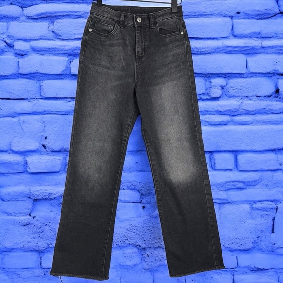 art class Other - Art Class Girls Sz 10 Classic Black Faded Flare Jeans Raw Hem Adj Waistband